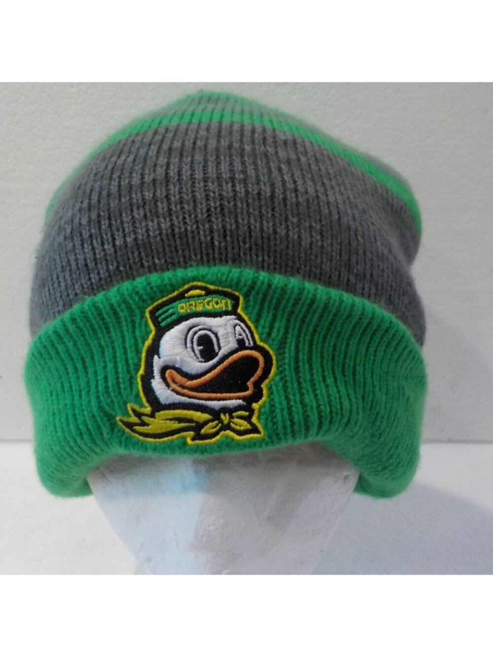 Oregon Ducks NCAA Thick Beanie Hat by Captivating Embroidered Green / Gray OSFA